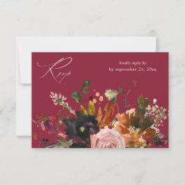 Rustic Gold、パープル＆ピンクの花と食事V2- BE 出欠カード