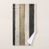 Rustic Gold Black Cream Farmhouse Barnwood Stripe バスタオルセット (ハンドタオル)