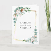 Rustic Gold Cotton Eucalyptus QR Code Wedding 招待状 (正面)