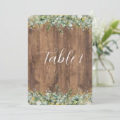 Rustic Gold Eucalyptus & White Floral Table Number 招待状 (スタンド正面)