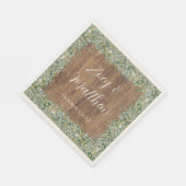 Rustic Gold Eucalyptus & White Floral Wedding スタンダードランチョンナプキン (角)