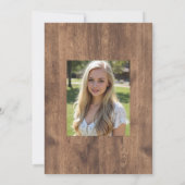 Rustic Gold Eucalyptus & White Floral Wood Grad 招待状 (裏面)