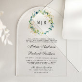 Rustic Gold Eucalyptus Wreath Wedding アクリル招待状