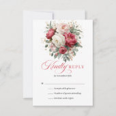 Rustic Gold Floral Boho Wedding RSVP (正面)