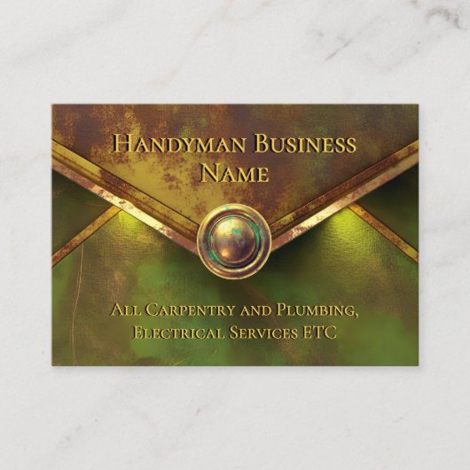 Rustic Gold Handyman Services Verde Green Rust 名刺 (正面)