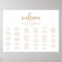 Rustic Gold Horizontal Alphabetical Seating Plan ポスター