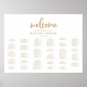 Rustic Gold Horizontal Alphabetical Seating Plan ポスター