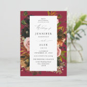 Rustic Gold, Purple, & Pink Floral 4-Berry ウェディング 招待状 (スタンド正面)