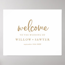 Rustic Gold Script Wedding Welcome Poster ポスター