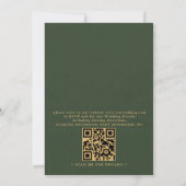 Rustic Gold Trees Pine Minimalist QR コード ウェディング 招待状 (裏面)
