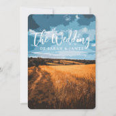 Rustic Golden Field Summer Country Road Landscape 招待状 (正面)