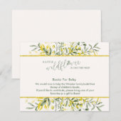 Rustic Golden Frame Baby Shower Book for Baby エンクロージャーカード (正面/裏面)