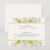Rustic Golden Frame Baby Shower Diaper Raffle エンクロージャーカード (正面/裏面)