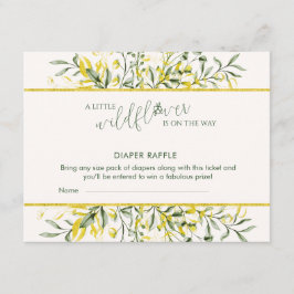 Rustic Golden Frame Baby Shower Diaper Raffle エンクロージャーカード