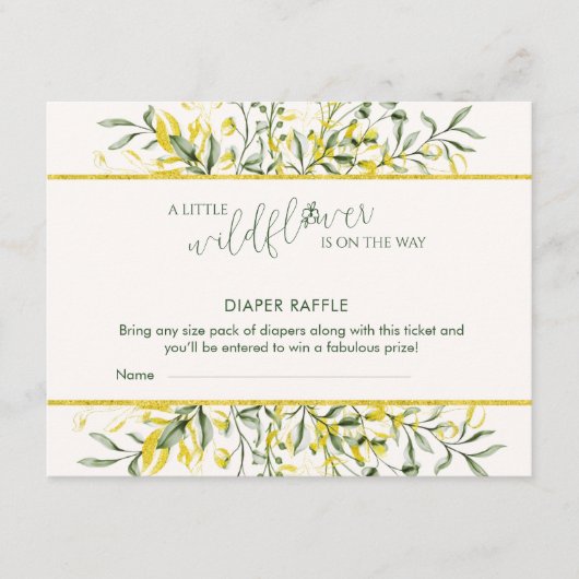 Rustic Golden Frame Baby Shower Diaper Raffle エンクロージャーカード (正面)