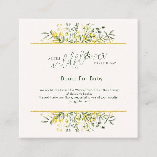 Rustic Golden Frame Wildflower Books for Baby  エンクロージャーカード (正面)