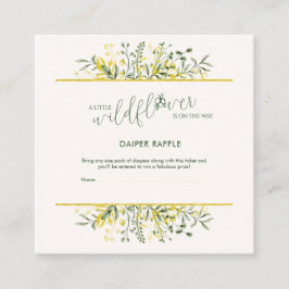 Rustic Golden Frame Wildflower Diaper Raffle エンクロージャーカード