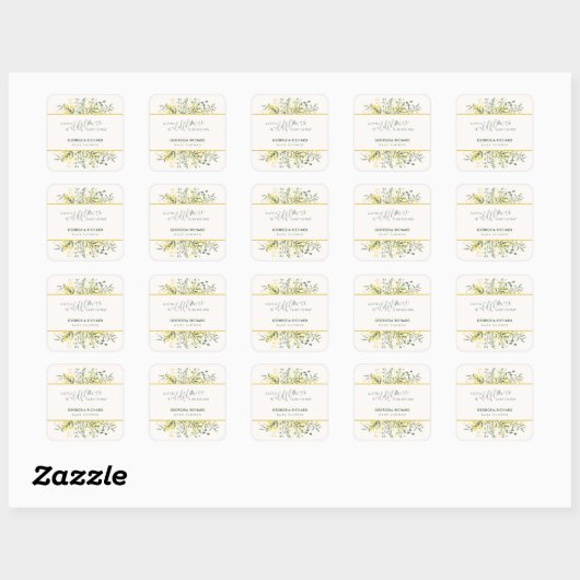 Rustic Golden Frame Wildflower on the way  Sticker スクエアシール (シート)