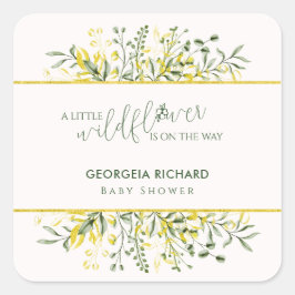 Rustic Golden Frame Wildflower on the way Sticker スクエアシール