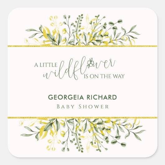 Rustic Golden Frame Wildflower on the way  Sticker スクエアシール (正面)