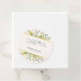 Rustic Golden Frame Wildflower on Way Baby Shower フェイバータグ