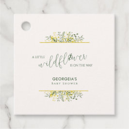 Rustic Golden Frame Wildflower on Way Baby Shower フェイバータグ