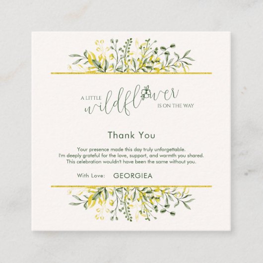 Rustic Golden Frame Wildflower Thank You エンクロージャーカード (正面)