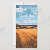 Rustic Golden Wheat Sunlit Country Road Summer サンキューカード (正面)