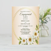 Rustic Golden White Floral Peach Engagement Party 招待状 (スタンド正面)