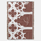 Rustic Gothic Window Calligraphy Terracotta スローブランケット (正面縦)