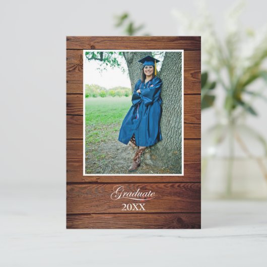 Rustic Graduation Party Invitation with photo カード (スタンド正面)