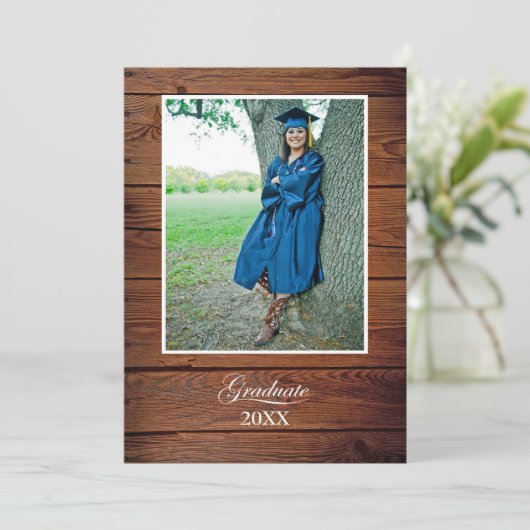 Rustic Graduation Party Invitation with photo 招待状 (スタンド正面)