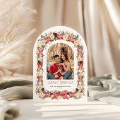 Rustic Grandmillennial Arch Christmas Photo Card 招待状