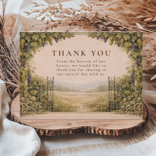 Rustic Grape Garden Countryside Wedding サンキューカード