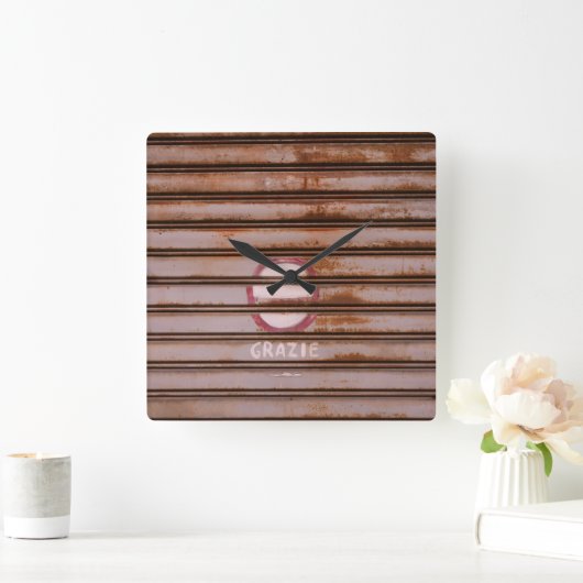 Rustic Grazie Shutter Napoli 1 スクエア壁時計 (ホーム)