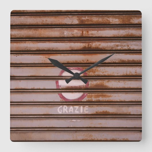 Rustic Grazie Shutter Napoli 1 スクエア壁時計 (正面)
