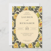 Rustic Green Avocado Border 招待状 (正面)