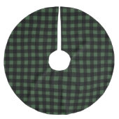 Rustic Green & Black Buffalo Plaid ブラッシュドポリエステルツリースカート (正面)