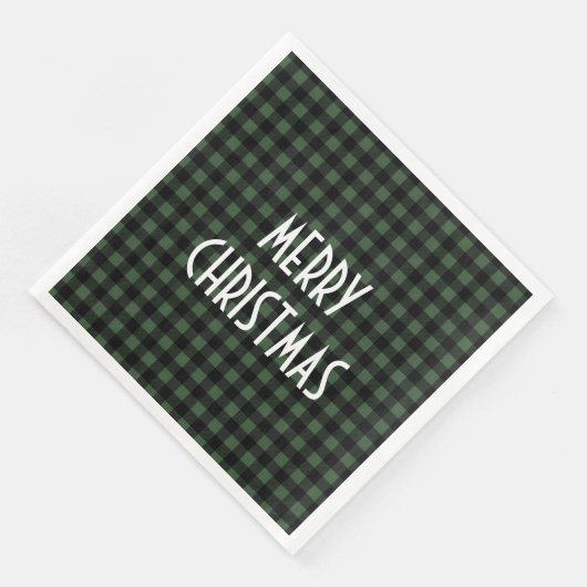 Rustic Green & Black Buffalo Plaid Merry Christmas (コーナー)