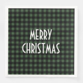 Rustic Green & Black Buffalo Plaid Merry Christmas (正面)