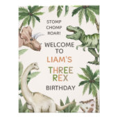 Rustic Green Boys Dinosaur Birthday Welcome Sign フォトプリント (正面)