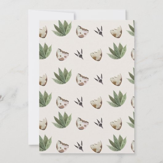 Rustic Green Brown Dinosaur Three-Rex Birthday 招待状 (裏面)