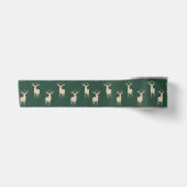 Rustic Green Christmas Reindeer Satin Ribbon サテンリボン (正面)