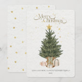 Rustic Green Christmas Tree Holiday Card シーズンカード (正面/裏面)