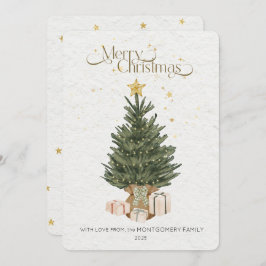 Rustic Green Christmas Tree Holiday Card シーズンカード