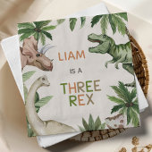 Rustic Green Dinosaur Three Rex 3rd Birthday スタンダードカクテルナプキン