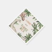 Rustic Green Dinosaur Three Rex 3rd Birthday  スタンダードカクテルナプキン (角)