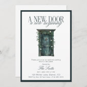 Rustic Green Door New Home Housewarming  招待状 (正面/裏面)