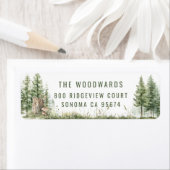 Rustic Green Forest Watercolor Trees  ラベル (インサイチュ)