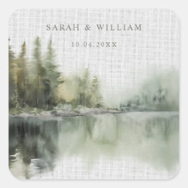 Rustic green forest Wedding Sticker スクエアシール